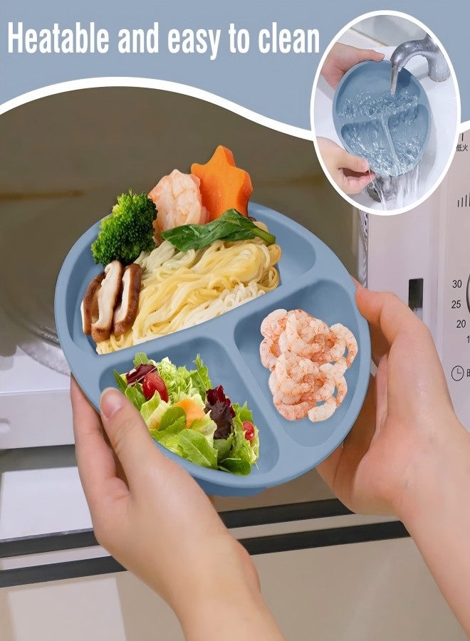 آي ميس يو مجموعة تغذية الطفل من السيليكون، مجموعة من 5 قطع من أدوات الفطام LED للأطفال تتضمن وعاء شفط وطبقًا وملعقة وشوكة للأطفال وكوبًا مع قشة وغطاء ومستلزمات تغذية الطفل - Image 3