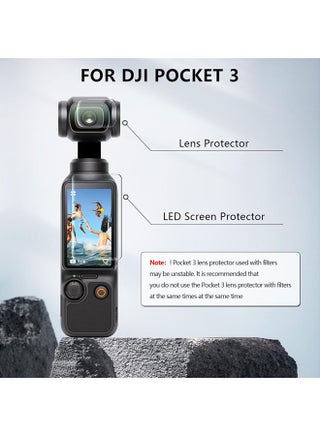 DJI OSMO Pocket 3 Accessory Kit, Silicone Protective Case Cover, Tempered Glass Screen Protector, Lens Protector (Black) - view 5