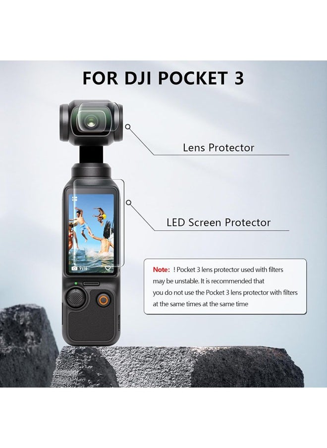 SJet DJI OSMO Pocket 3 Accessory Kit, Silicone Protective Case Cover, Tempered Glass Screen Protector, Lens Protector (Black)  - Image 5