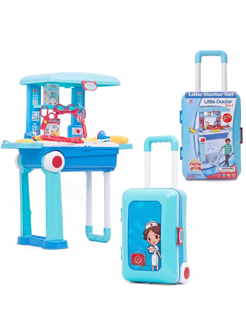 JscubeR 2‑in‑1 Little Doctor Playset with Suitcase Trolley – Multicolour Doctor Role Play Toys for Kids - Image 1