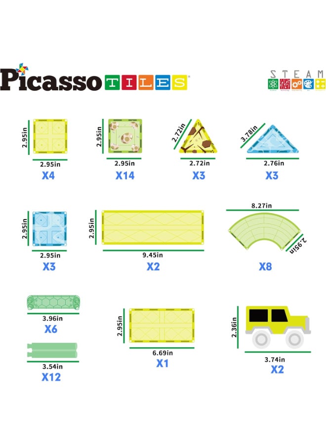 PicassoTiles Picasso Magnetic Tiles Dinosaur Race Track 89-pieces - Image 5