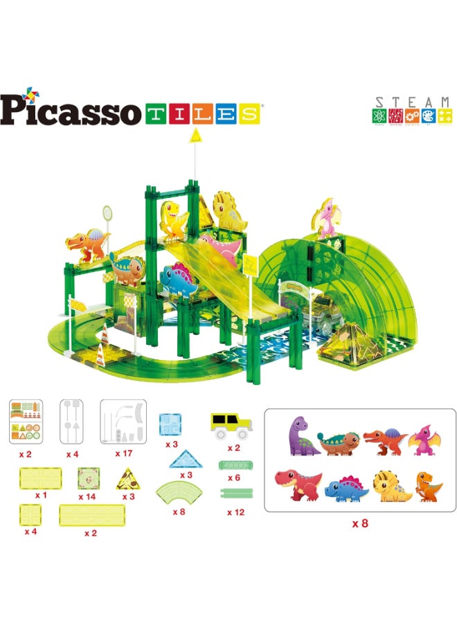 PicassoTiles Picasso Magnetic Tiles Dinosaur Race Track 89-pieces - Image 3