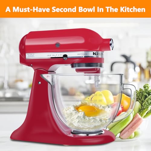PQPO 5 Quart Glass Mixing Bowls Compatible with 4.5&5 KitchenAid Stand Mixer,Allows Placing it in the Refrigerator - Image 5