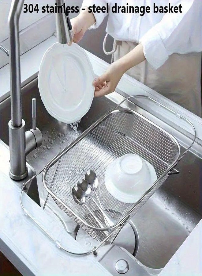 VAJASIL Kitchen Steel Sink Strainer Basket, Its Adjustable Handles Fit Most Sinks | Making It Convenient and Space-Saving | Perfect for Rinsing | Draining | and Drying Fruits | Vegetables - Image 5
