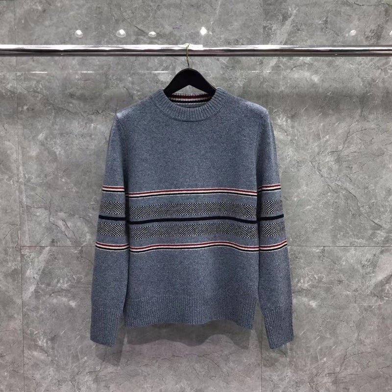 Tb Tom Winter New Bird'S Eye Knitted Crewneck Cashmere Blended Long-Sleeved Shirt For Men And Women Casual Fashion All-Match - Image 5
