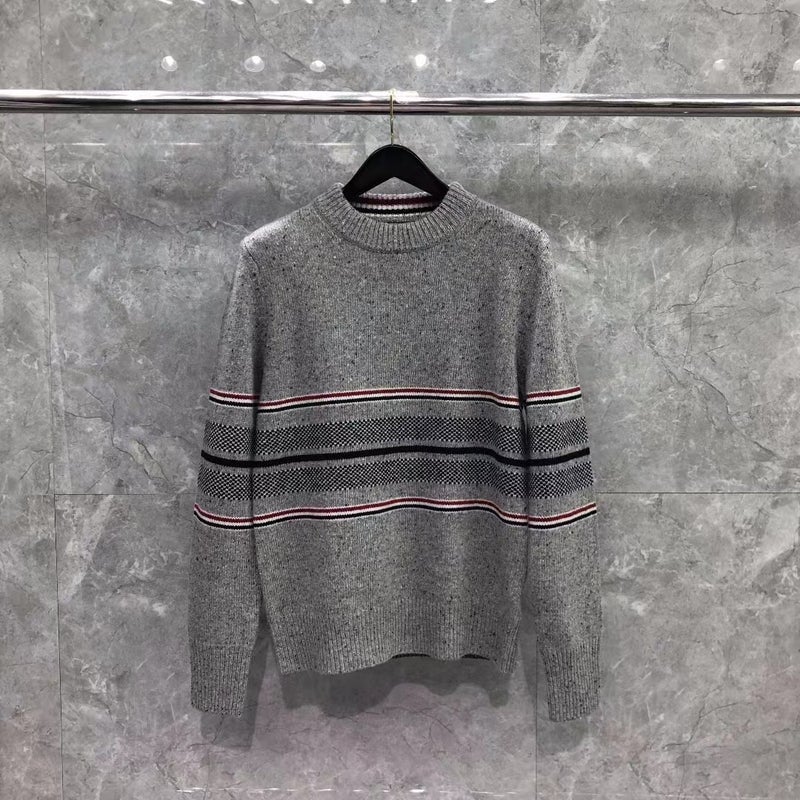 Tb Tom Winter New Bird'S Eye Knitted Crewneck Cashmere Blended Long-Sleeved Shirt For Men And Women Casual Fashion All-Match - Image 4