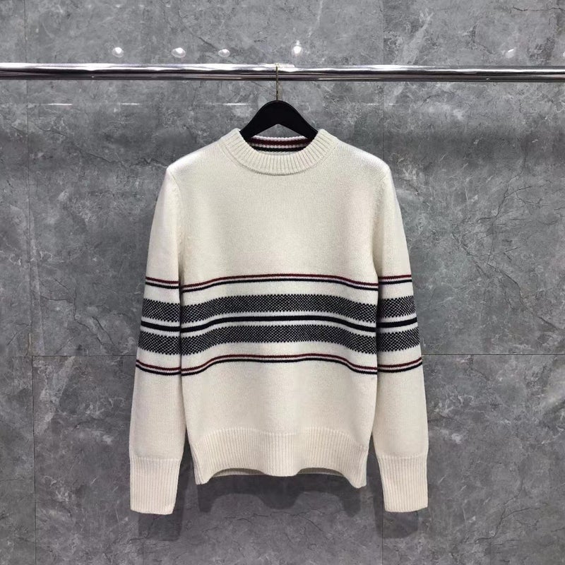 Tb Tom Winter New Bird'S Eye Knitted Crewneck Cashmere Blended Long-Sleeved Shirt For Men And Women Casual Fashion All-Match - Image 3