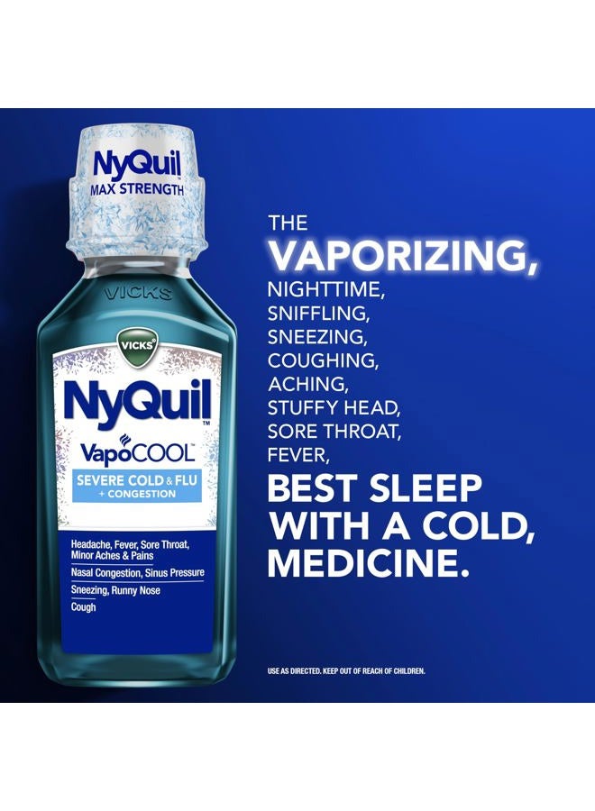 Vicks DayQuil and NyQuil VapoCOOL SEVERE Combo Cold & Flu + Congestion Medicine, Max Strength Relief For Fever, Sore Throat, Nasal Congestion, Sneezing, Cough, 2 x 12 oz Bottles, 1 NyQuil, 1 DayQuil - Image 3