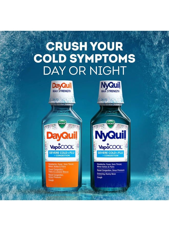 Vicks DayQuil and NyQuil VapoCOOL SEVERE Combo Cold & Flu + Congestion Medicine, Max Strength Relief For Fever, Sore Throat, Nasal Congestion, Sneezing, Cough, 2 x 12 oz Bottles, 1 NyQuil, 1 DayQuil - Image 5