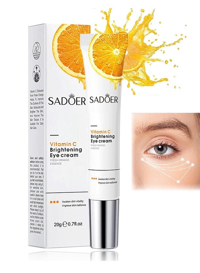SADOER Vitamin C Brightening Eye Cream,Magic Eye Cream for Dark Circles Puffiness Wrinkles Fine Lines and Bags Under Eyes, Quick Results Vitamin C Skin Renewing Anti Aging Eye Cream for Men Women All Skin Types (20g) - Image 1