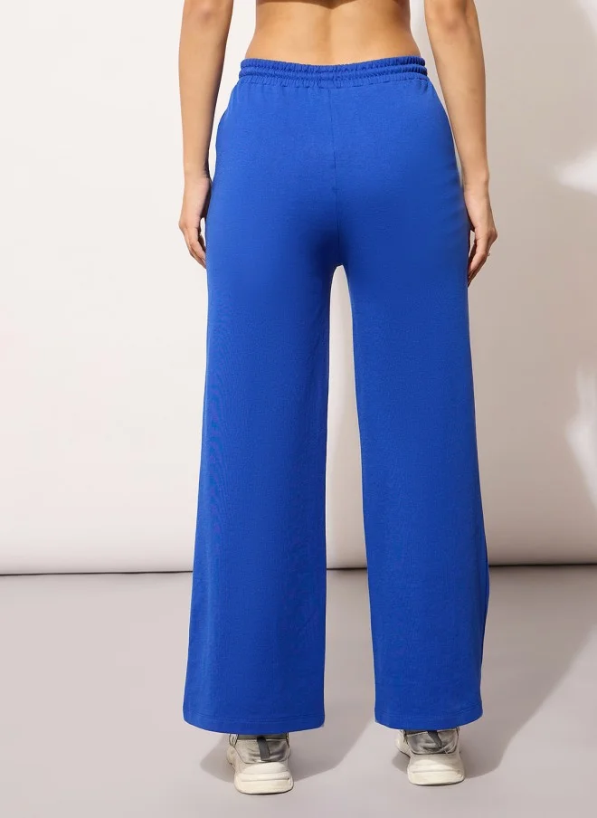 SASSAFRAS Blue Regular Fit Track Pants for Women