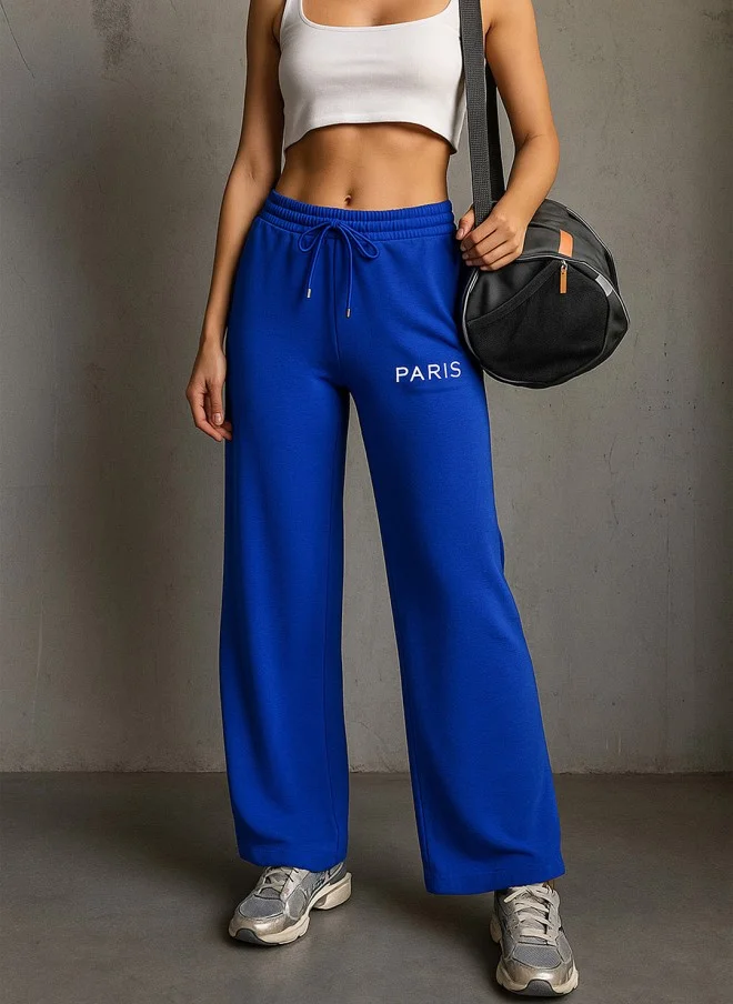 SASSAFRAS Blue Regular Fit Track Pants for Women