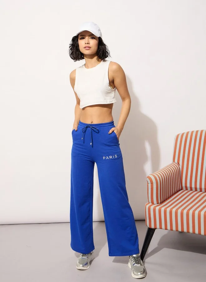SASSAFRAS Blue Regular Fit Track Pants for Women