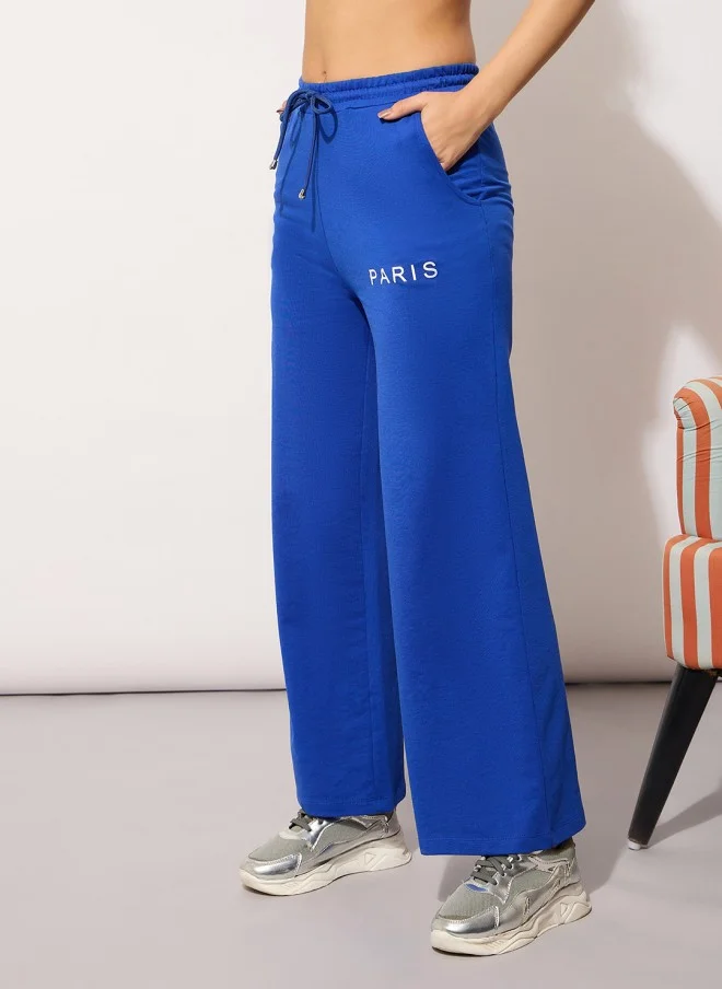 SASSAFRAS Blue Regular Fit Track Pants for Women
