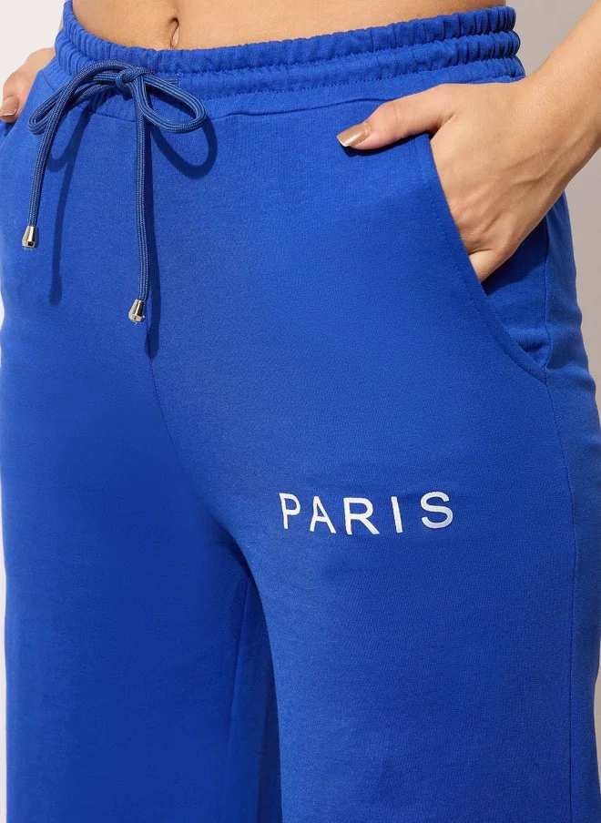 SASSAFRAS Blue Regular Fit Track Pants for Women