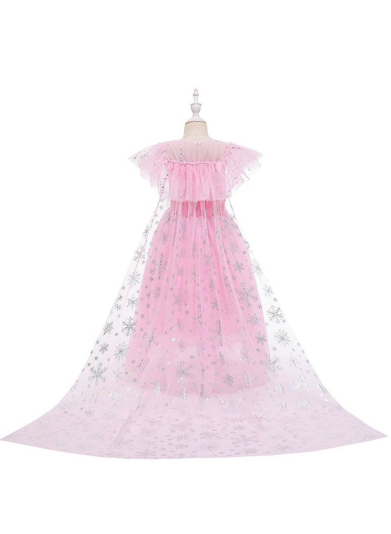 Loquat Princess Mesh Detailed Cap Sleeve Maxi Dress Pink - Image 2