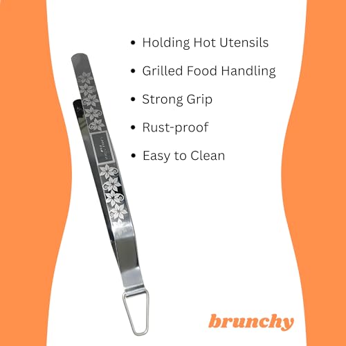 Brunchy Stainless Steel Chimta for Kitchen Use - Chimta for Chapati, Chapati Presser | Roti Tong, Chipya, Pakad - Durable Kitchen Tongs for Efficient Cooking (Silver) - Image 3