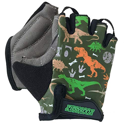 ZippyRooz Toddler & Little Kids Bike Gloves for Balance and Pedal Bicycles for Ages 1-8 Years Old. 8 Designs for Boys & Girls (Dinosaurs, Little Kids XL (7-8)) - Image 2