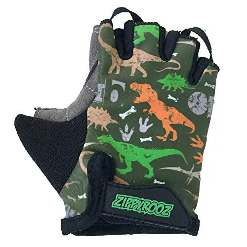 ZippyRooz Toddler & Little Kids Bike Gloves for Balance and Pedal Bicycles for Ages 1-8 Years Old. 8 Designs for Boys & Girls (Dinosaurs, Little Kids XL (7-8)) - Image 1