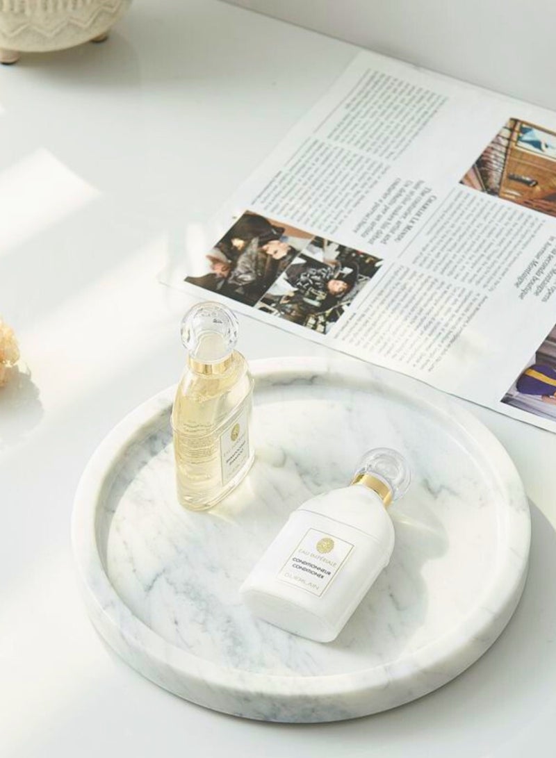 1Chase Elegant White Natural Round Marble Tray – Premium Serving Tray for Home Décor - Image 4