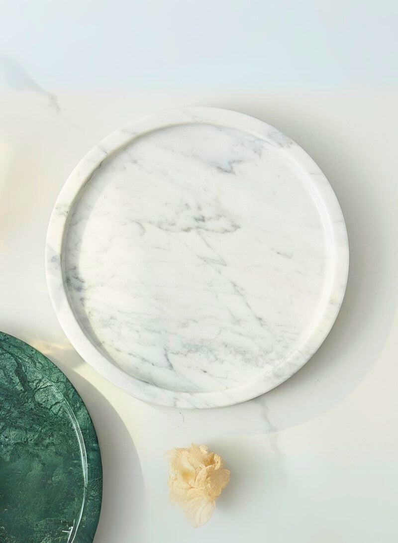 1Chase Elegant White Natural Round Marble Tray – Premium Serving Tray for Home Décor - Image 5