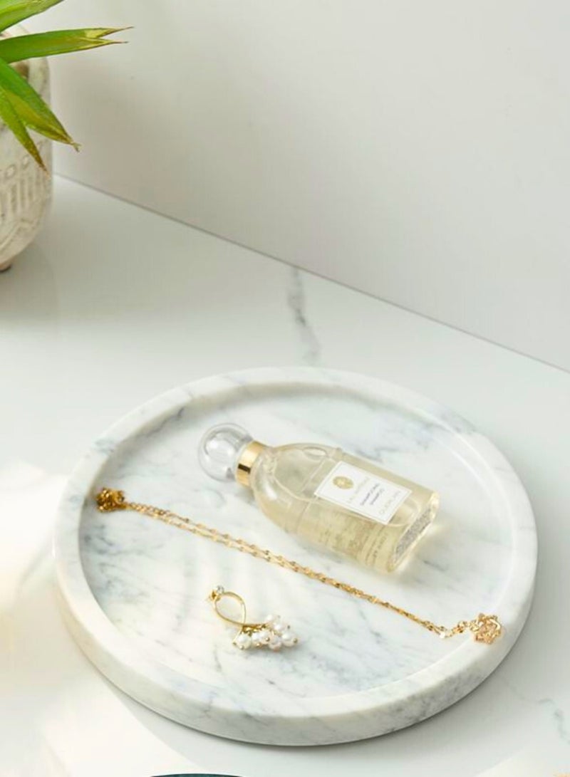 1Chase Elegant White Natural Round Marble Tray – Premium Serving Tray for Home Décor - Image 2