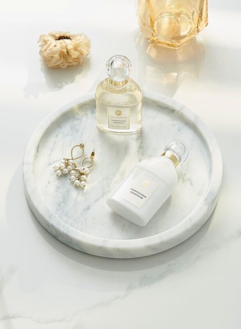 1Chase Elegant White Natural Round Marble Tray – Premium Serving Tray for Home Décor - Image 1