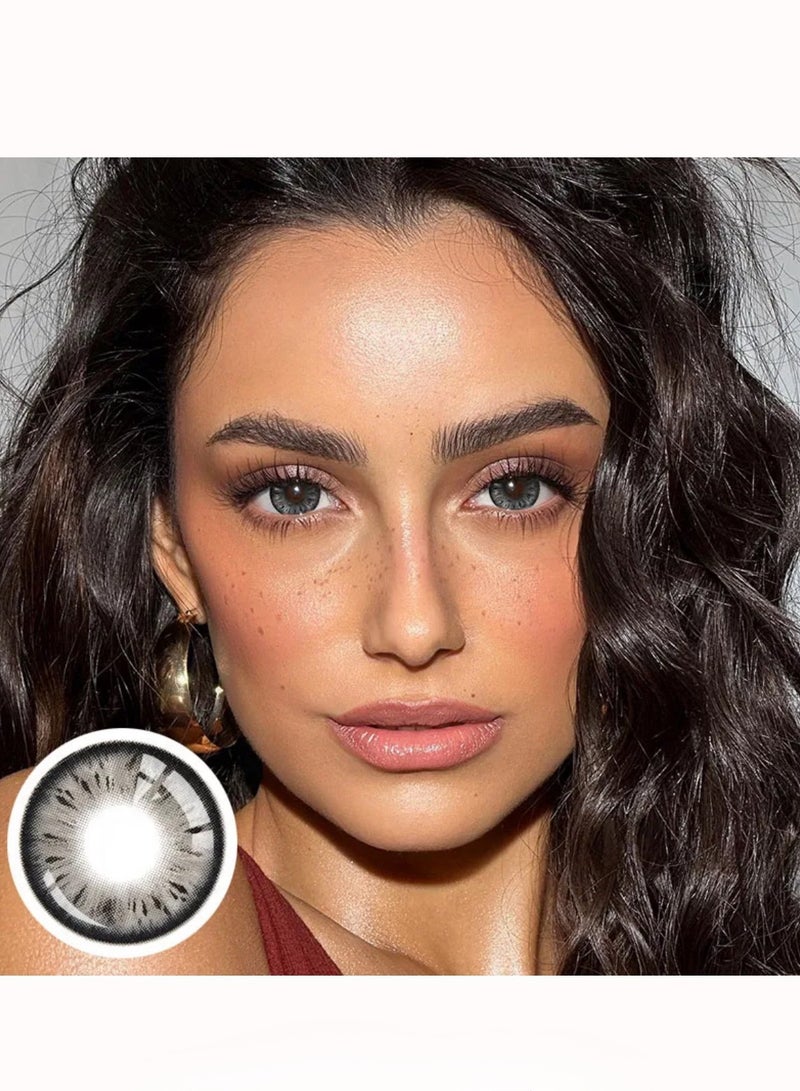 Unibling Jasmine Black Yearly Colored Contact Lenses, Unisex Cosmetic Contact Lenses, Enlargement Collection, Black, With Case - Image 5