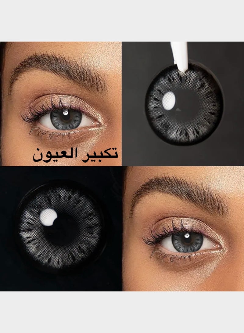 Unibling Jasmine Black Yearly Colored Contact Lenses, Unisex Cosmetic Contact Lenses, Enlargement Collection, Black, With Case - Image 3