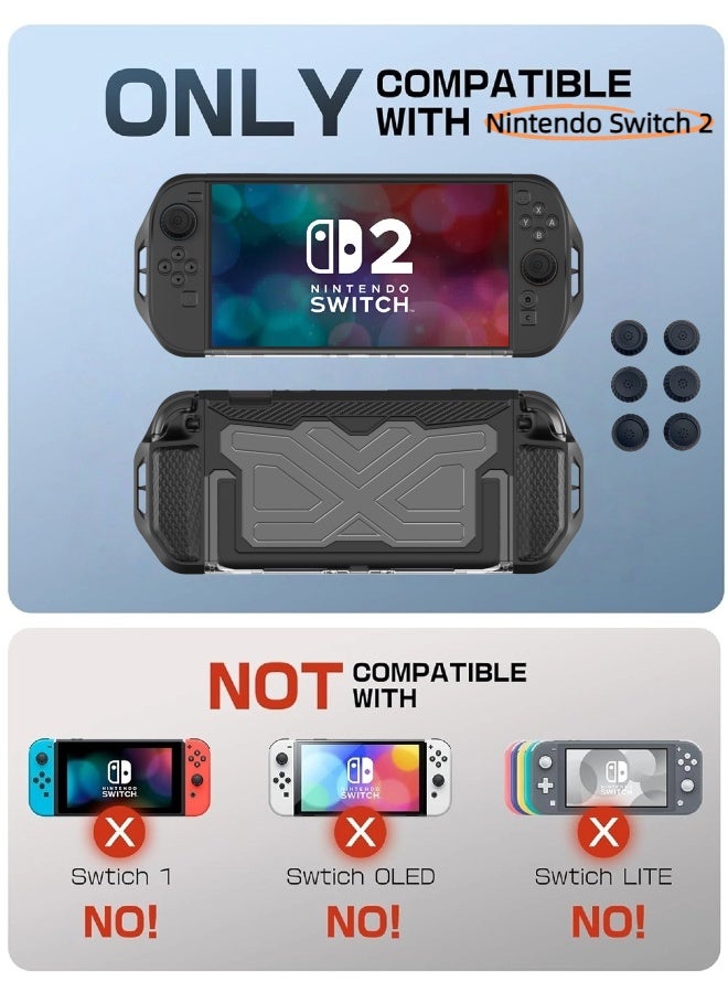CoolRabbie Dockable Case for Nintendo Switch 2 2025, TPU Grip Protective Cover Accessories with Ergonomic Design for Switch 2 Console & JoyCon, Shock-Absorption Anti-Scratch Precise Cutouts, With 6 Pcs Silicone Thumb Grip Caps - Image 4