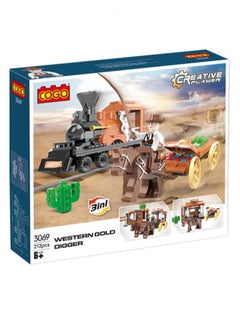 Cogo 3069 3 IN 1 Train And Wild West Gold Digger Set Building Blocks - 212  Pcs