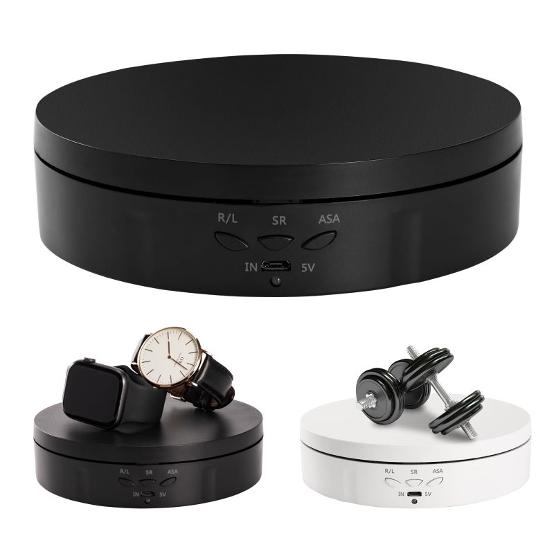 22 lbs Motorized Rotating Display Stand for Jewelry 360 Degree Automatic Mute Rotating Display Stand Electronic Turntable with USB Charging Port for Display Photography Products Cupcakes Toys