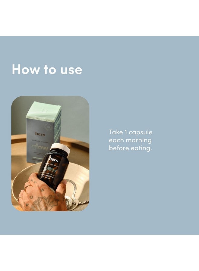 HIMS & HERS مكمل هيرز جلو للنساء - مكمل بروبيوتيك للبشرة يدعم بشرة واضحة ومشرقة - خالي من الجلوتين وغير معدل وراثيًا ونباتي - 30 كبسولة - Image 5