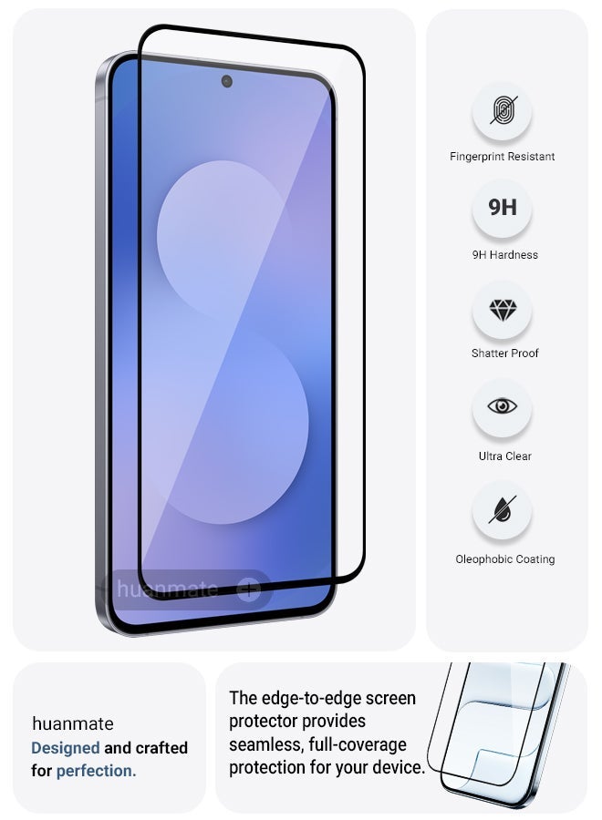 huanmate Samsung Galaxy S25 FE Screen Protector – Premium Edge to Edge Tempered Glass, High Transparency, Delicate Touch, Anti-Explosion, Smooth Arc Edges, Easy Installation - Image 2