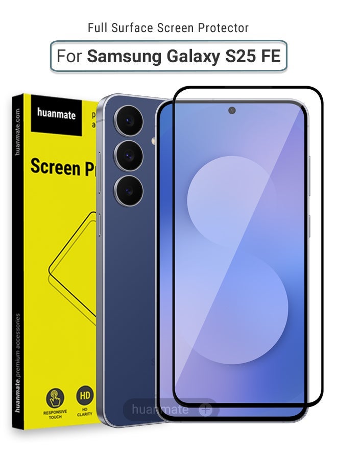 huanmate Samsung Galaxy S25 FE Screen Protector – Premium Edge to Edge Tempered Glass, High Transparency, Delicate Touch, Anti-Explosion, Smooth Arc Edges, Easy Installation - Image 1