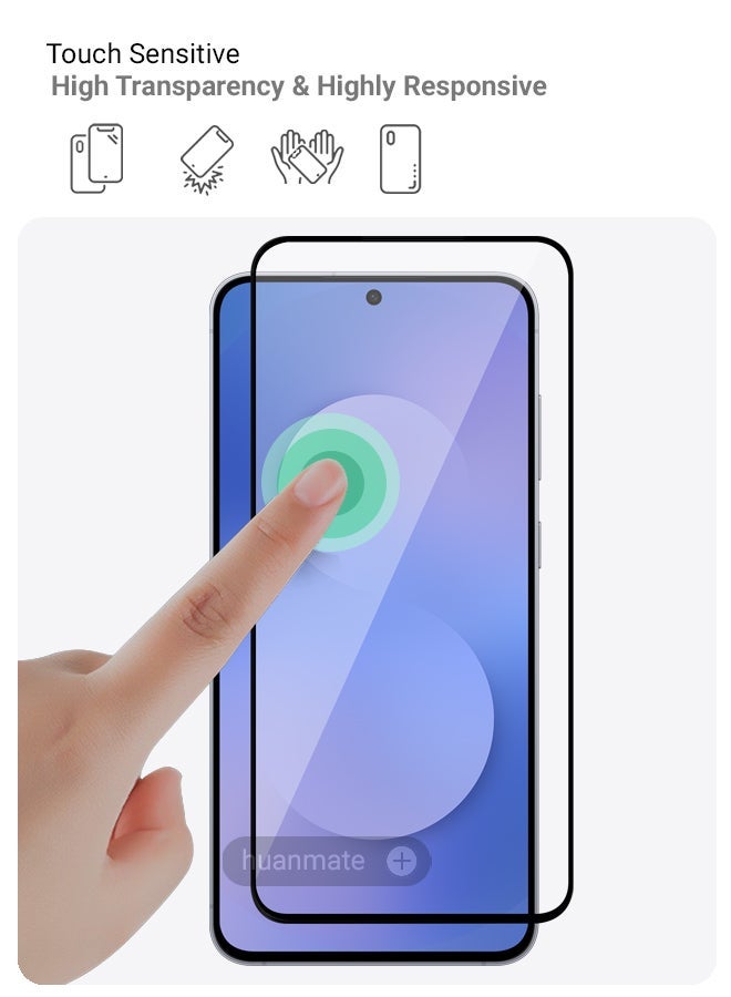 huanmate Samsung Galaxy S25 FE Screen Protector – Premium Edge to Edge Tempered Glass, High Transparency, Delicate Touch, Anti-Explosion, Smooth Arc Edges, Easy Installation - Image 4