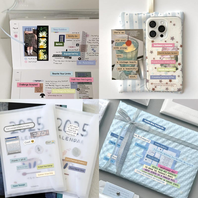 PRSTINCOL 2346PCS Quote Stickers,48 Sheets Scrapbook Supplies Kit Word Stickers for Journaling, Card Making, Vision Board Supplies for Adults Crafting - Image 4