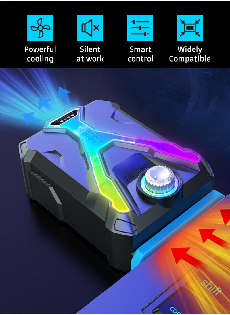 ICE COOREL - Portable Laptop Exhaust Radiator Vacuum Laptop Cooler Air Extract Adjustable Speed for 15-17 Inch Gaming Laptops RGB Light Effect - Image 1