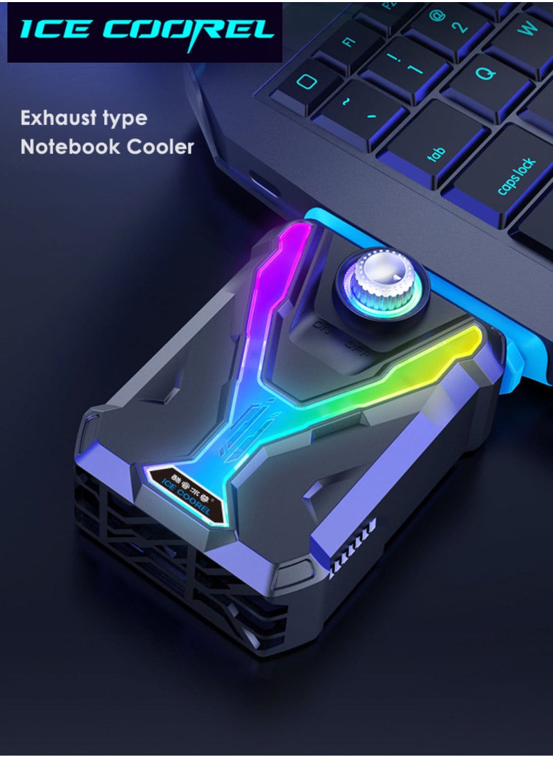 ICE COOREL - Portable Laptop Exhaust Radiator Vacuum Laptop Cooler Air Extract Adjustable Speed for 15-17 Inch Gaming Laptops RGB Light Effect - Image 1