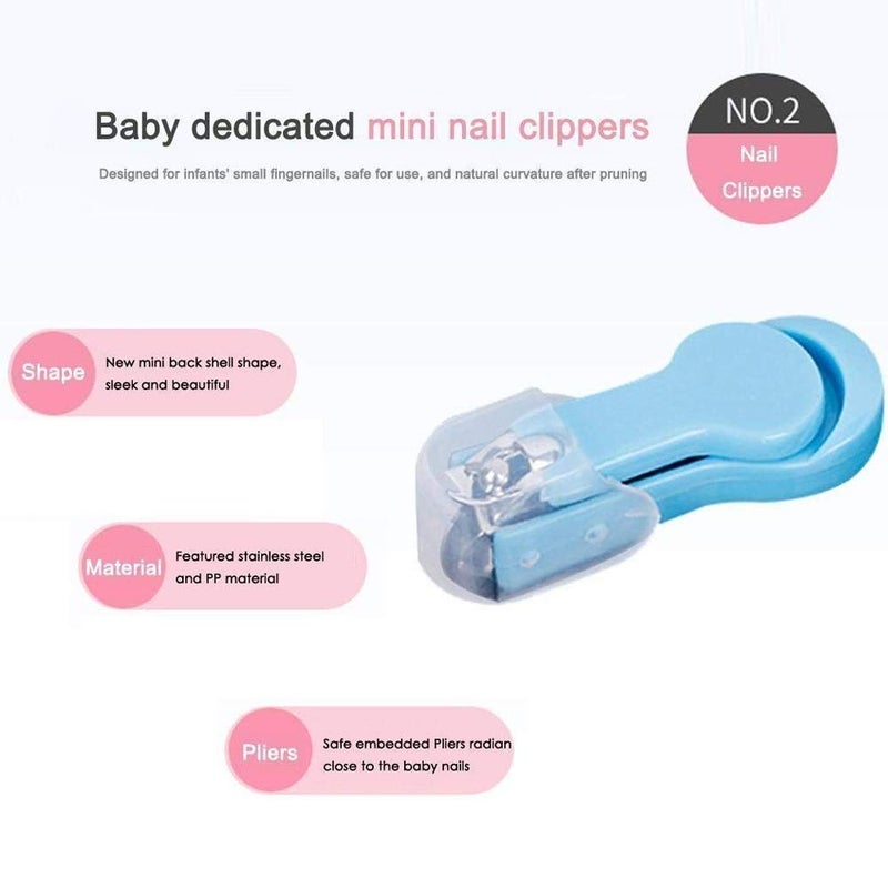 TEEROVA Baby Grooming Kit 10pcs Newborn Nursery Health care Set Baby Nail Clipper File Scissor Tweezer Thermometer Brush Comb (Blue) - Image 4