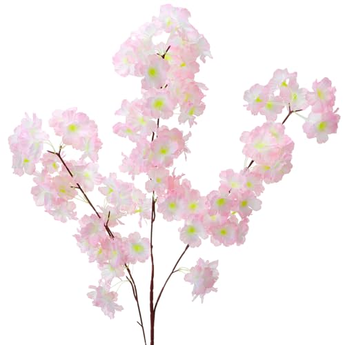 Daifunli 6 Pcs Artificial Cherry Blossom Branches Silk Fake Cherry Blossom Flowers 43 Inch Faux Stems for Spring Home Decor Table Centerpieces Wedding BouquetsLight PinkClassic - Image 3