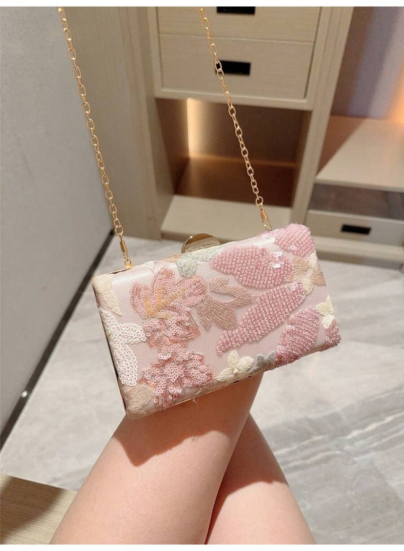 شنطة سهرة نسائية كلتش مطرزة بالخرز والترتر تصميم فاخر للمناسبات - Image 5