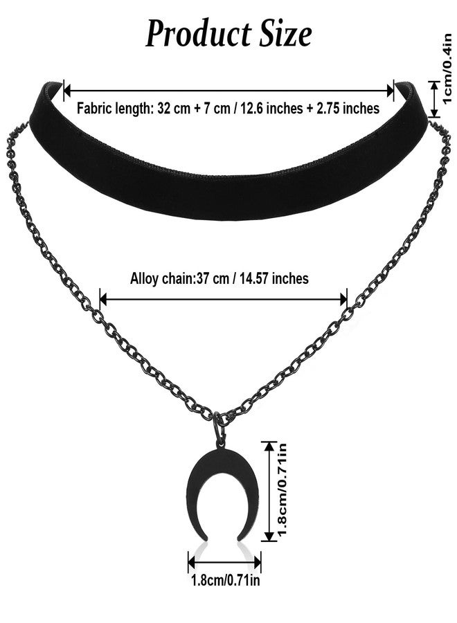 Yolev Halloween Black Choker Chokers Necklace for Women with Moon Pendant Velvet Layered Gothic Chokers Necklace for 80s 90s Party Halloween Christmas Jewelry Gift for Women - Image 2