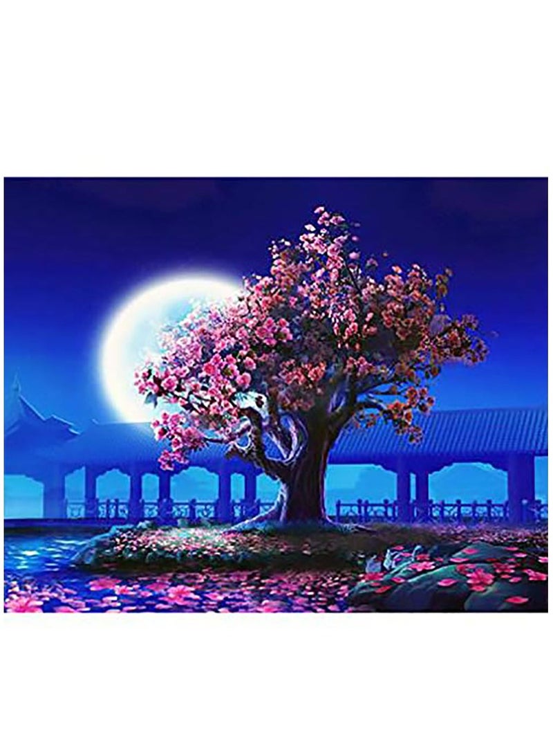 Wall Frame Painting, No Frame Peach Blossom DIY Painting By Numbers Landscape Vintage Wall Painting Acrylic Paint On Canvas For Living Room  - Image 1