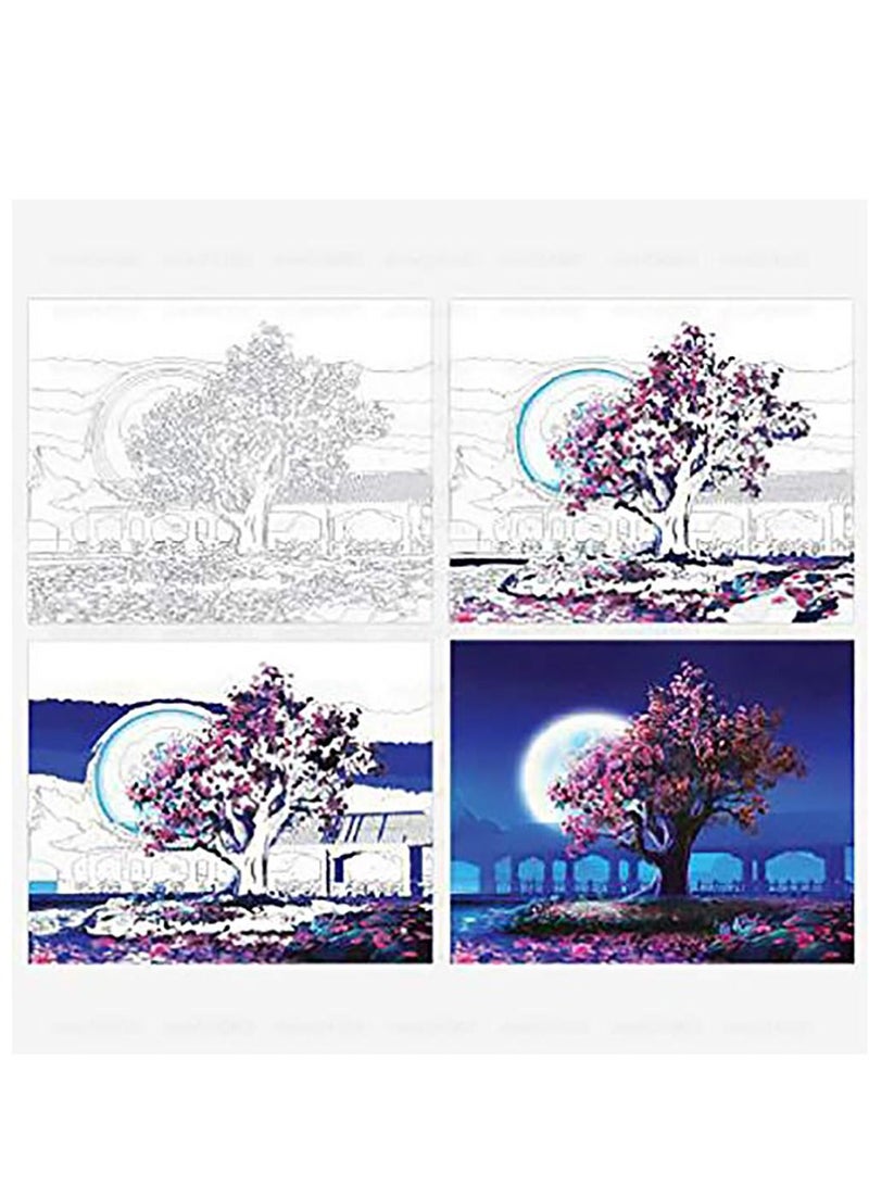 Wall Frame Painting, No Frame Peach Blossom DIY Painting By Numbers Landscape Vintage Wall Painting Acrylic Paint On Canvas For Living Room  - Image 2