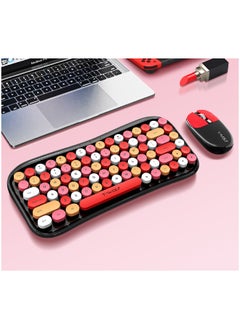 T-WOLF Wireless Keyboard and Mouse 2.4G Keyboard Wireless With Colorful 68 Keys Typewriter Retro Round Keycap For PC Laptop Tablet Computer Windows Black  - Image 3