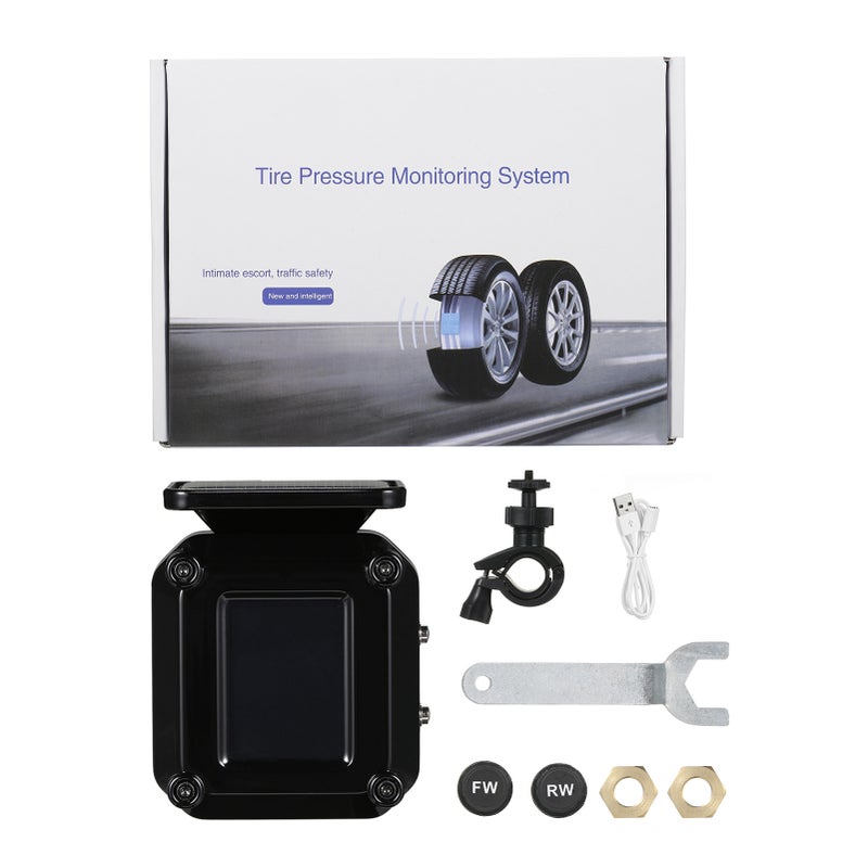 Tire Pressure Monitoring System Solar Charging Waterproof Motorcycle Tyre Alarm with Large Color LCD Screen 2 External Sensors - Image 2