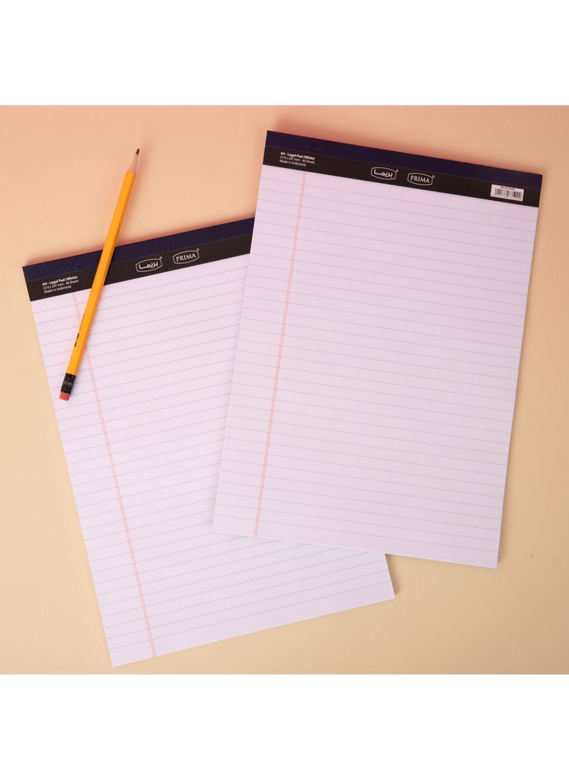 بريما دفتر كتابة قانونية مقاس A4 أبيض — دفتر بحجم A4 (210×297 مم)؛ 100 ورقة لكل دفتر للاستخدام المطوّل، سطح كتابة ناعم عالي الجودة، حواف مثقوبة للتمزيق النظيف، ظهر كرتوني سميك لدعم الكتابة الرسميّة - Image 5