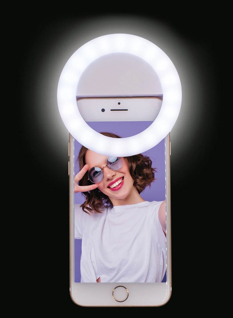 DUSALA LED Selfie Ring Light Clip On For Smartphones White - Image 1