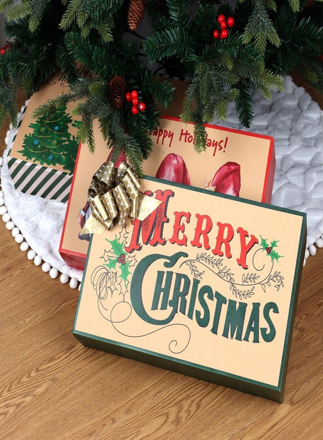 POPGIFTU 18-Pack Kraft Christmas Boxes with Lids – 4 Sizes & 18 Festive Designs, Bulk Xmas Boxes for Presents with Tag Stickers, Reusable Holiday Gift Wrap Set for Christmas Wrapping & Packaging - Image 5